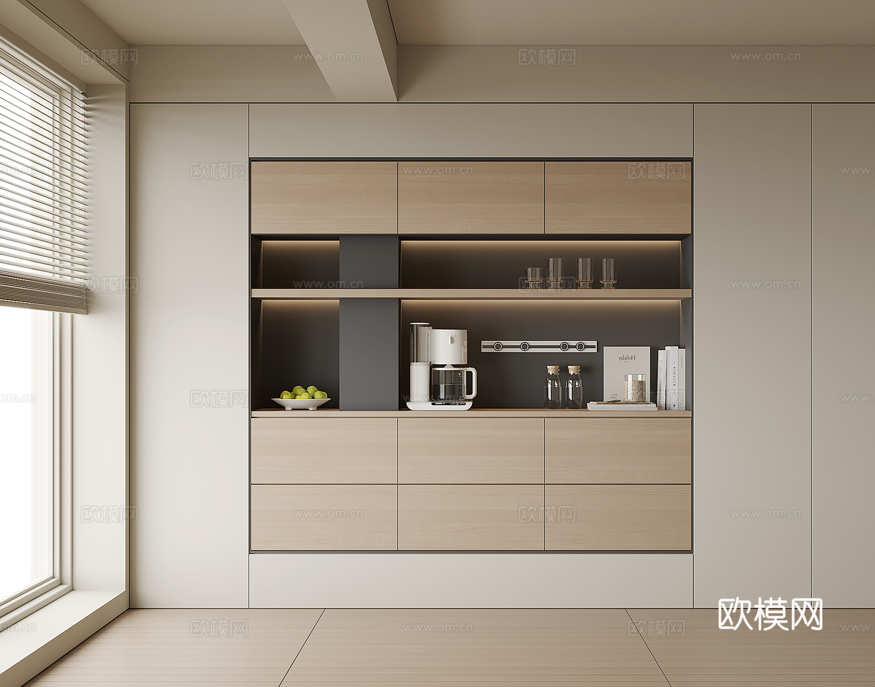 现代酒柜餐边柜3d模型下载