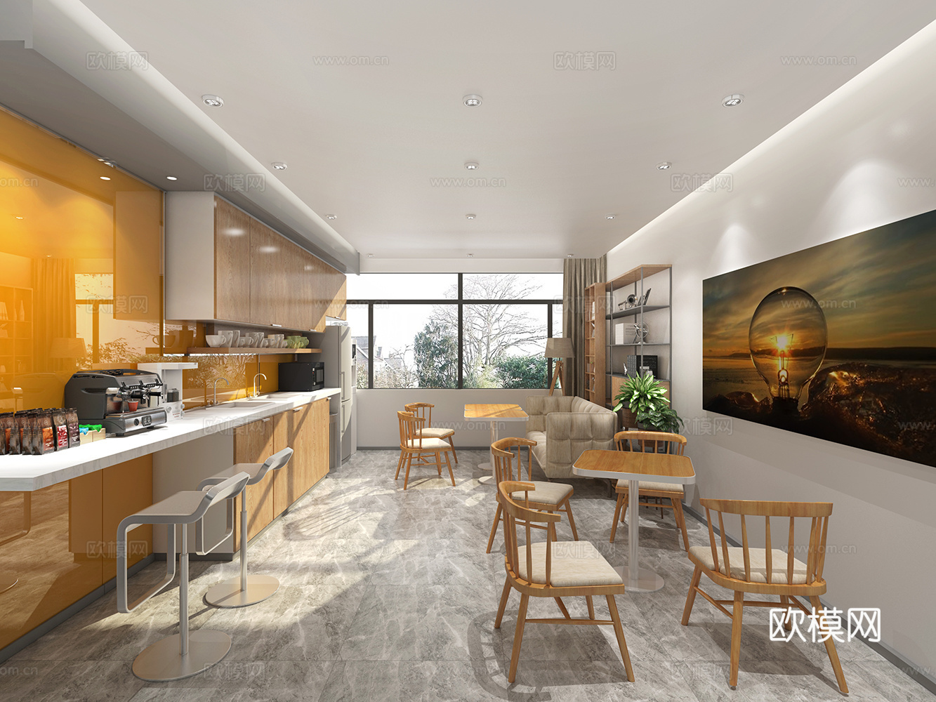 北欧办公室茶水间3d模型