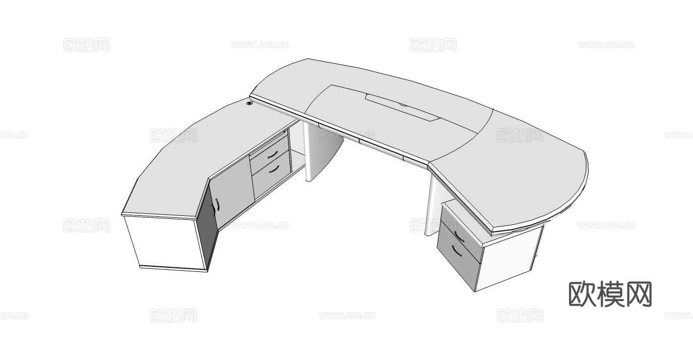 班台桌 办公桌 行政桌 办公家具 办公椅su模型