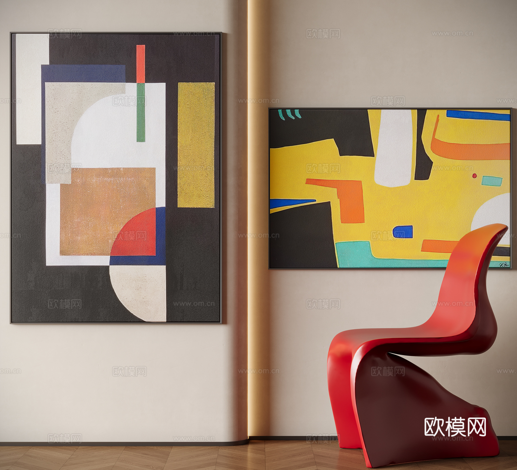 现代多巴胺装饰画su模型