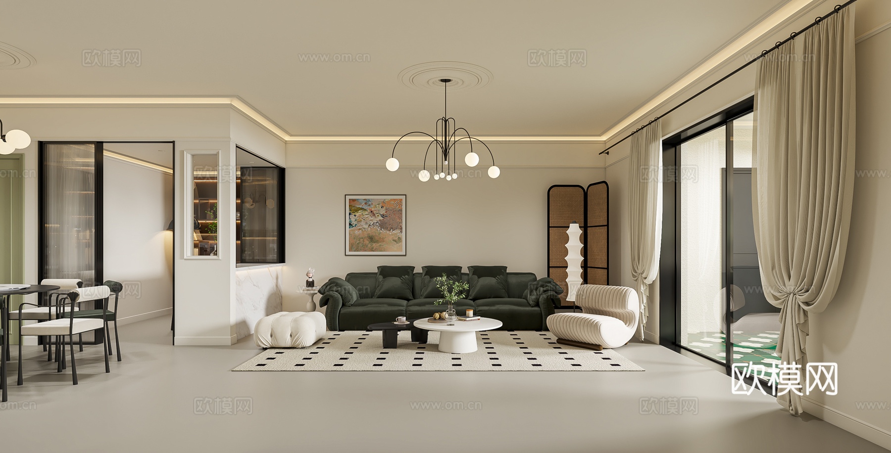 法式复古客餐厅3d模型下载