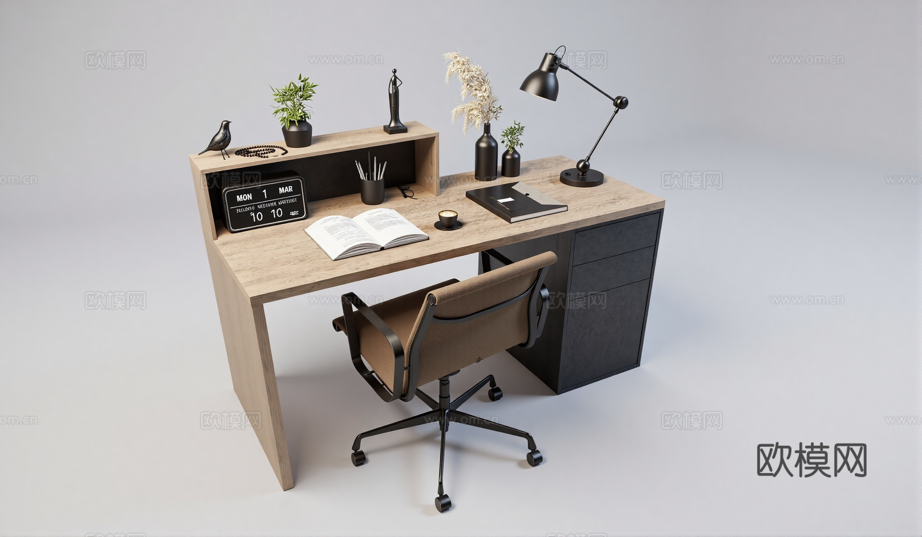 现代书桌椅组合su模型