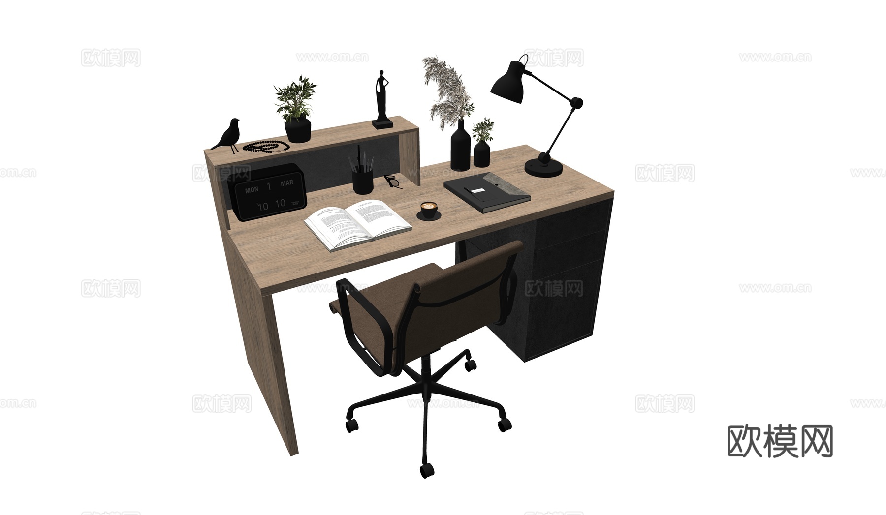 现代书桌椅组合su模型