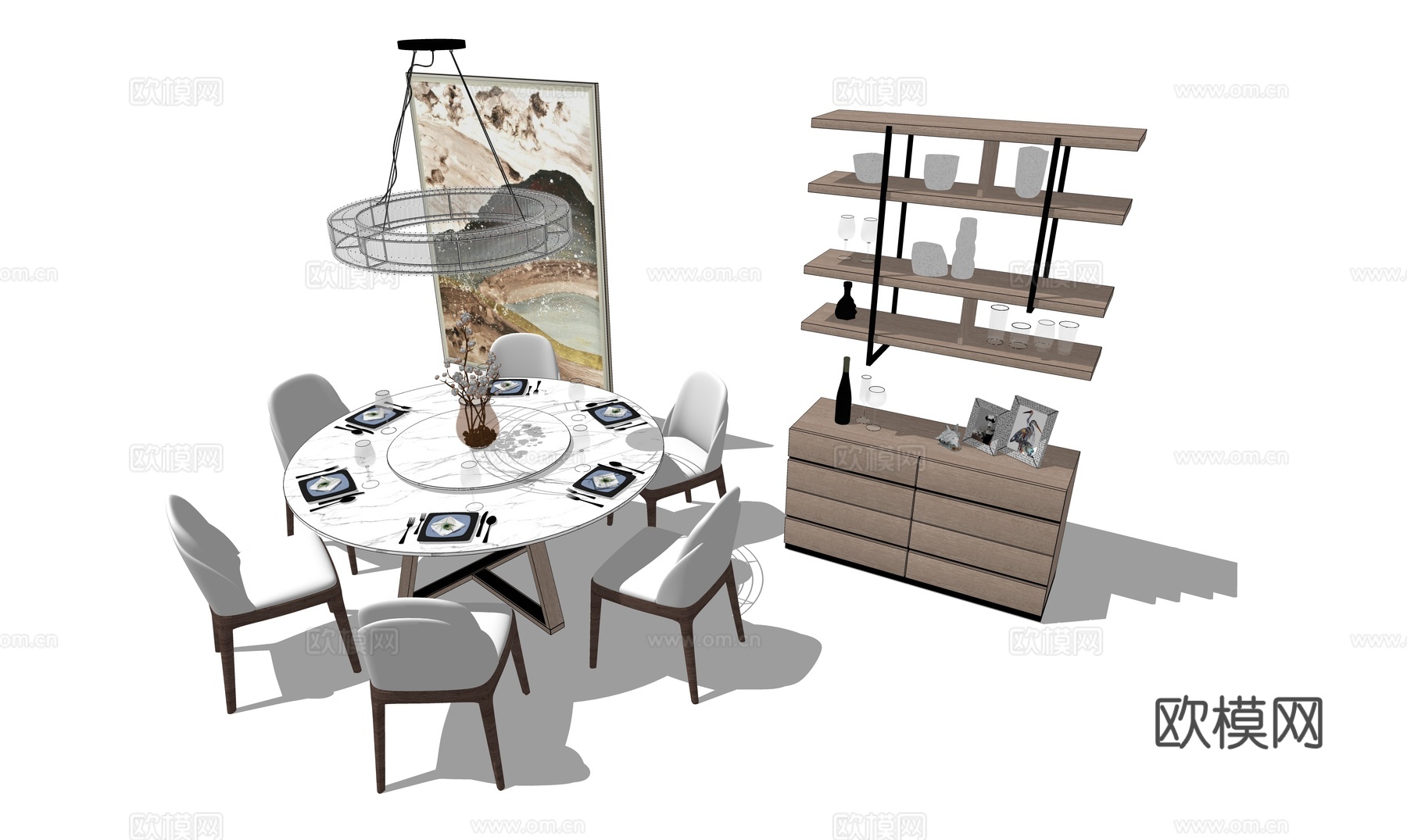 现代餐桌椅组合su模型