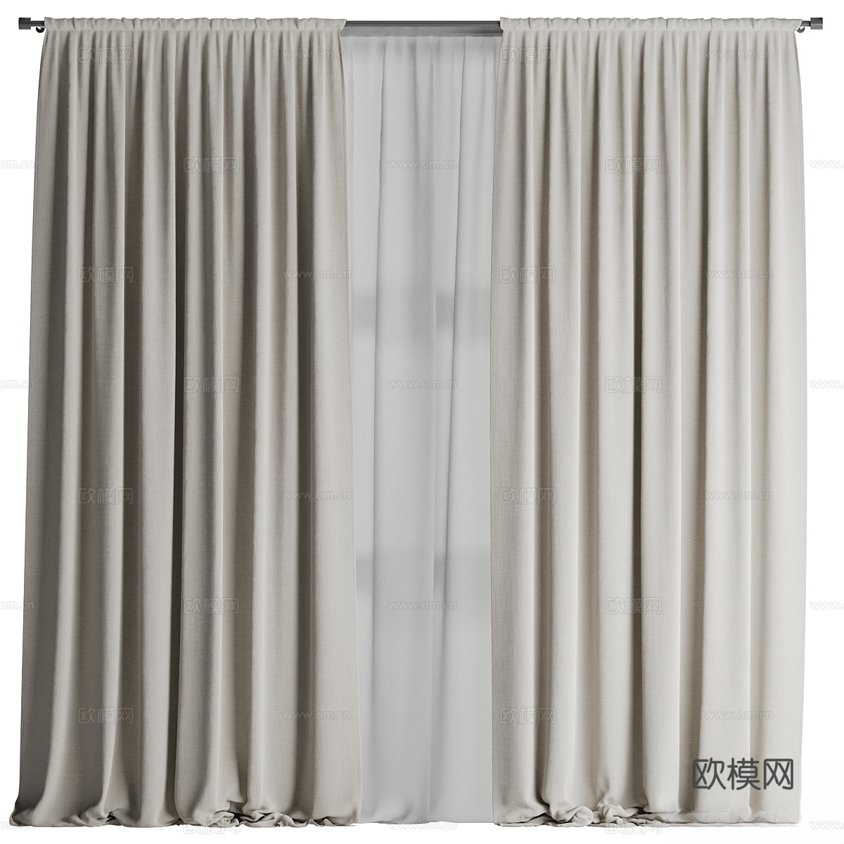 带窗帘盒的窗帘3d模型