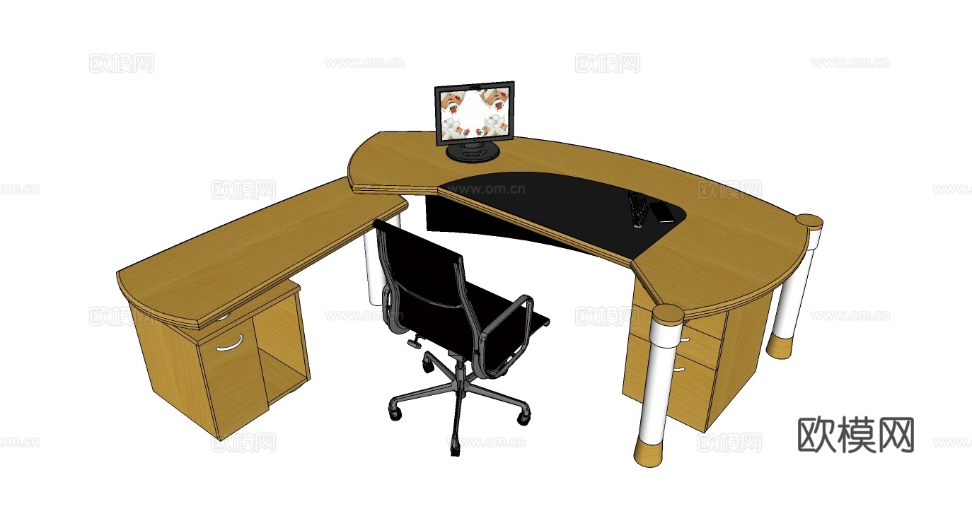 班台桌 办公桌 办公椅 办公家具su模型
