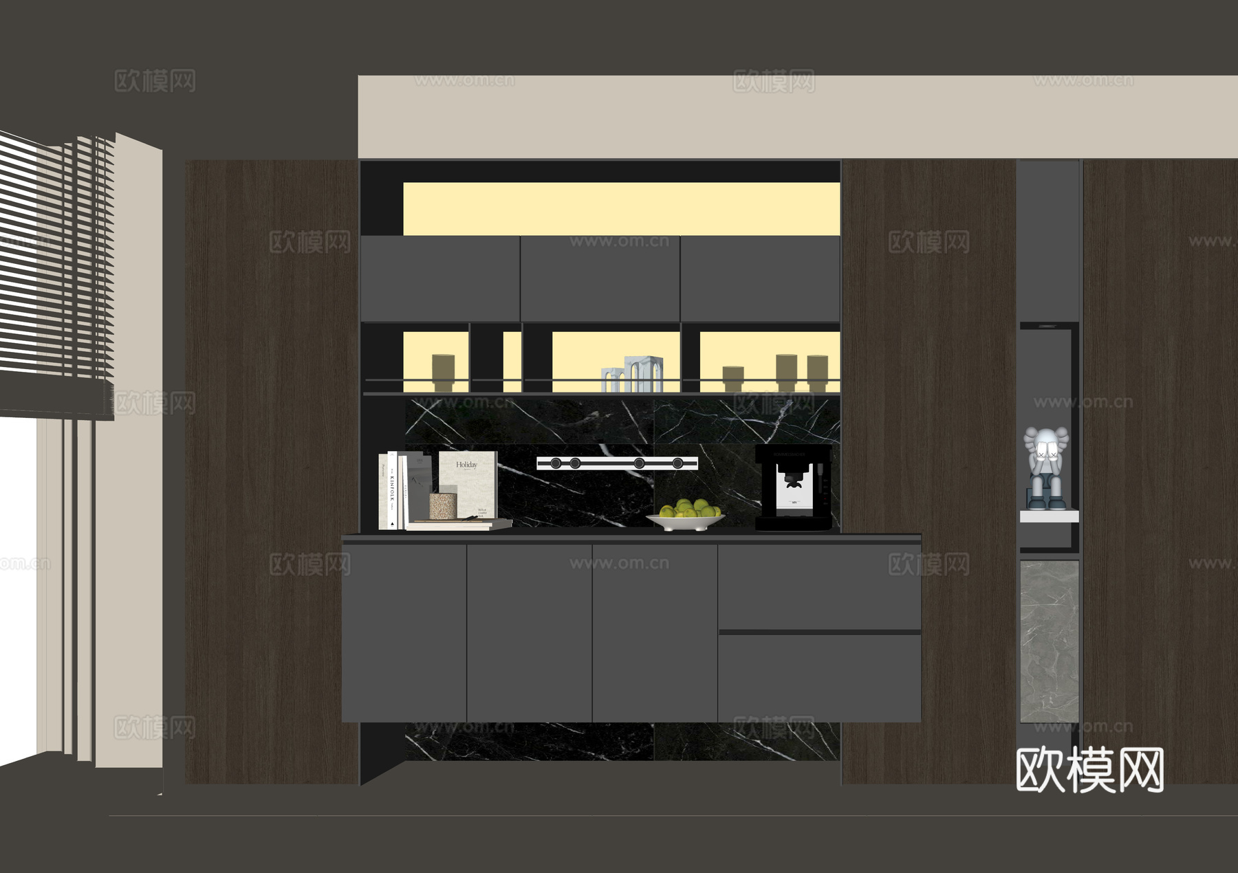 现代酒柜餐边柜su模型