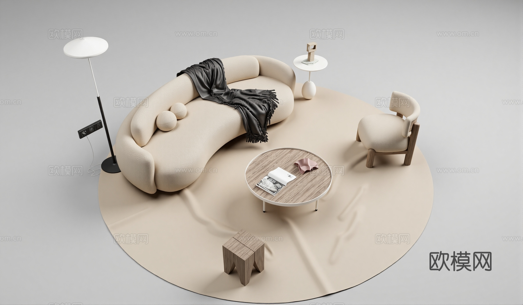 沙发茶几组合su模型