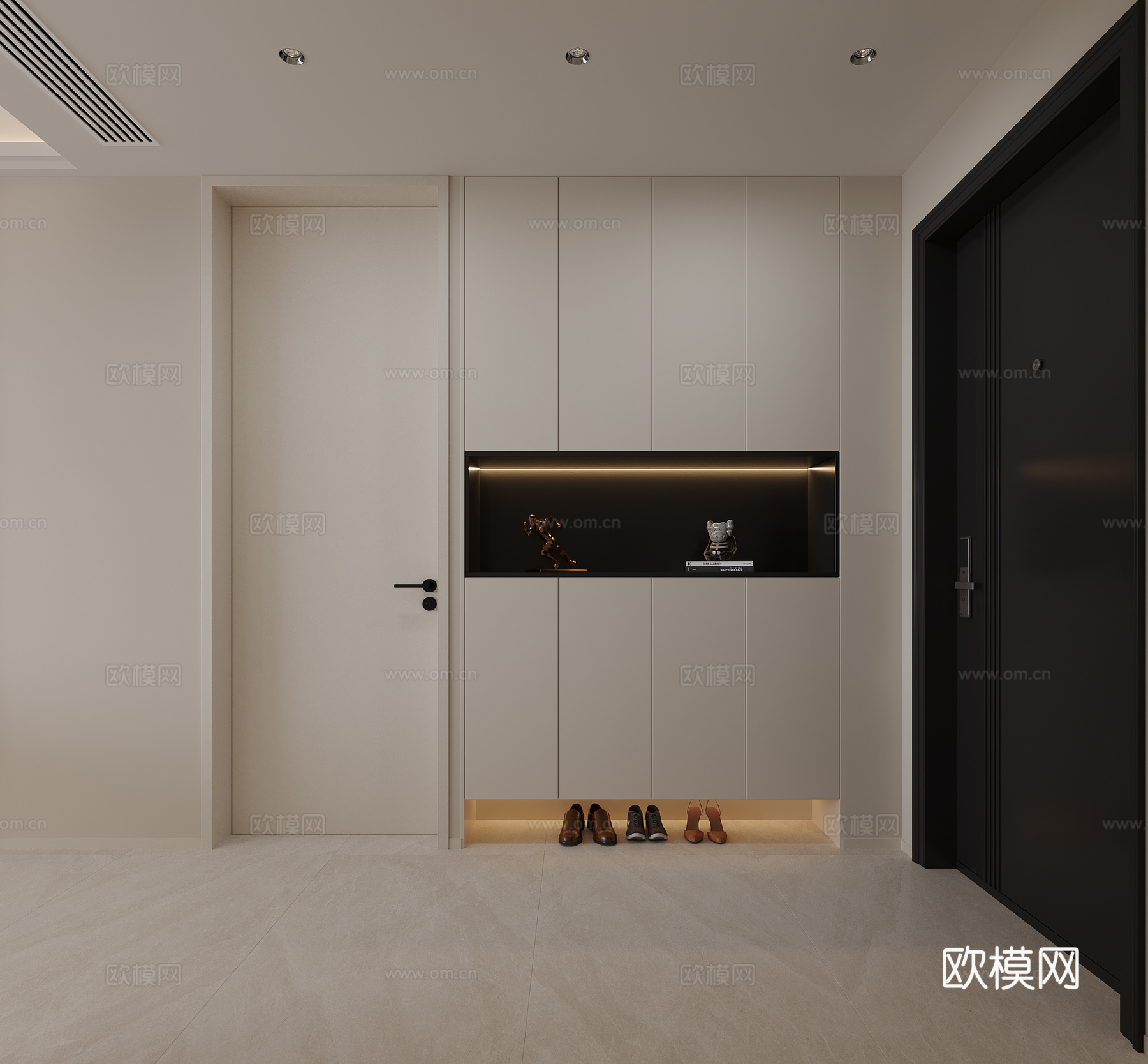 现代简约客餐厅3d模型下载（渲染图2）