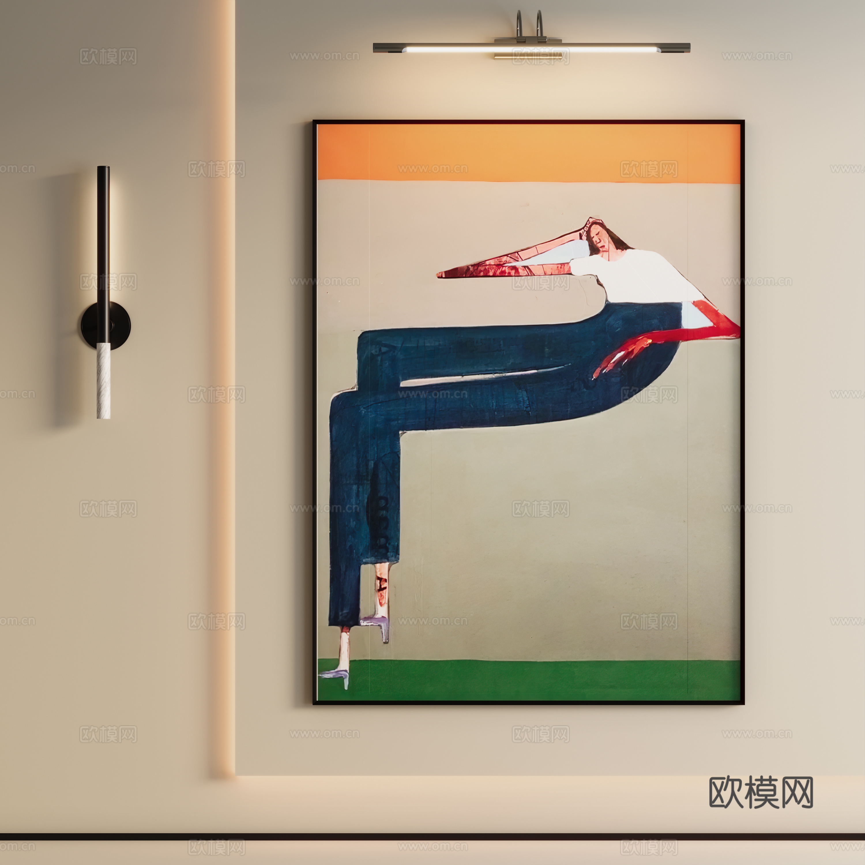 现代抽象人物挂画su模型