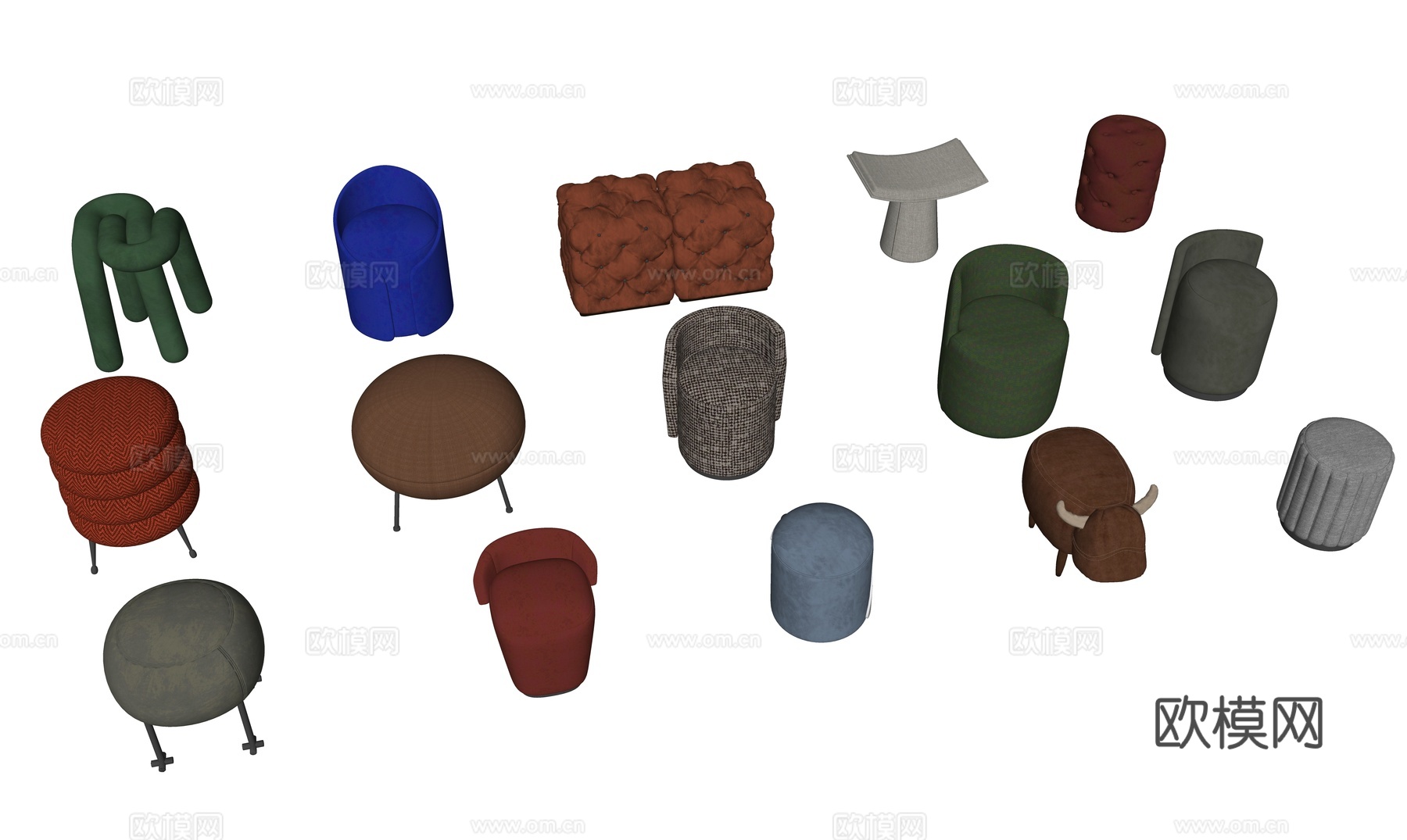 轻奢单人沙发 轻奢休闲沙发su模型