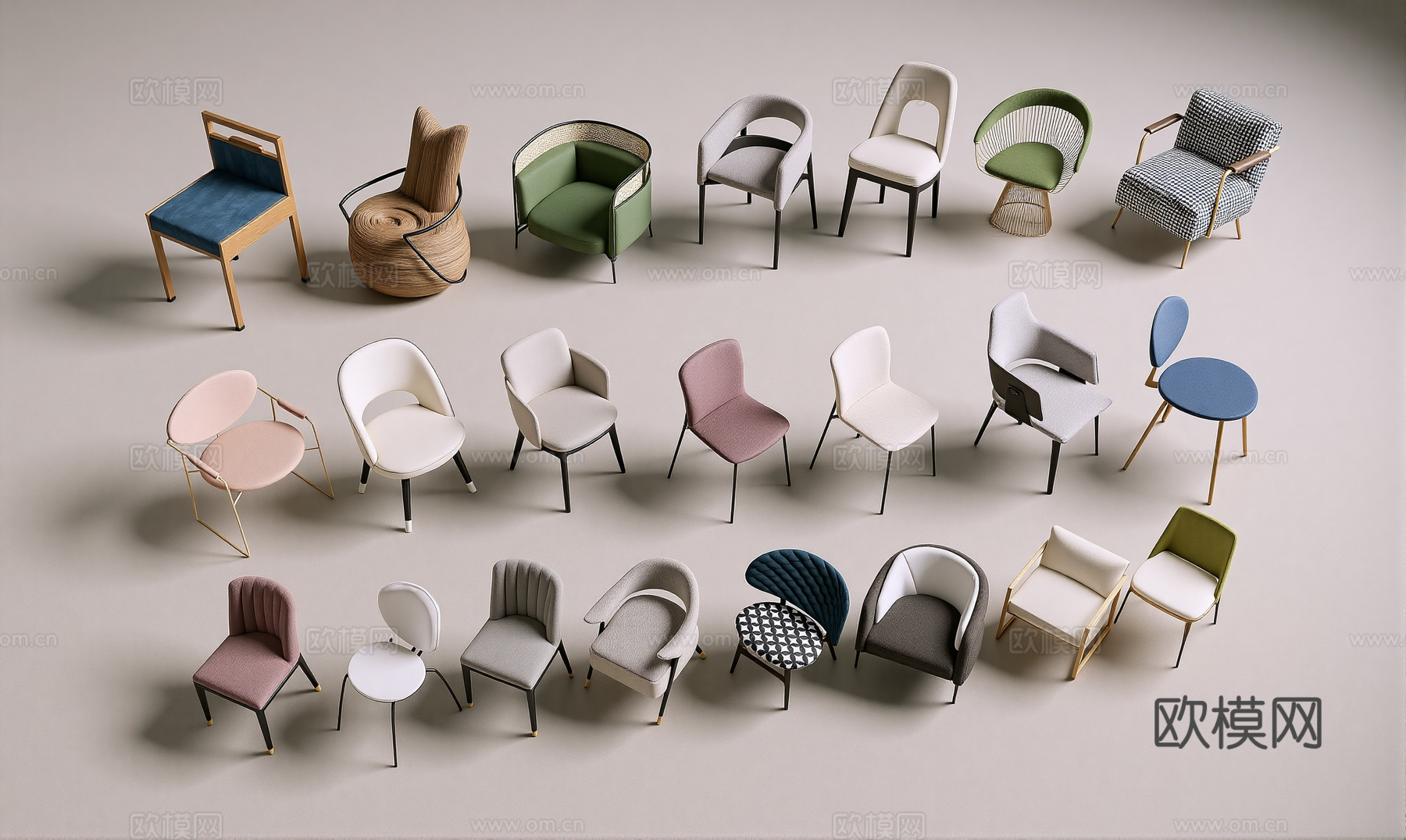 轻奢单人沙发 轻奢休闲椅子su模型