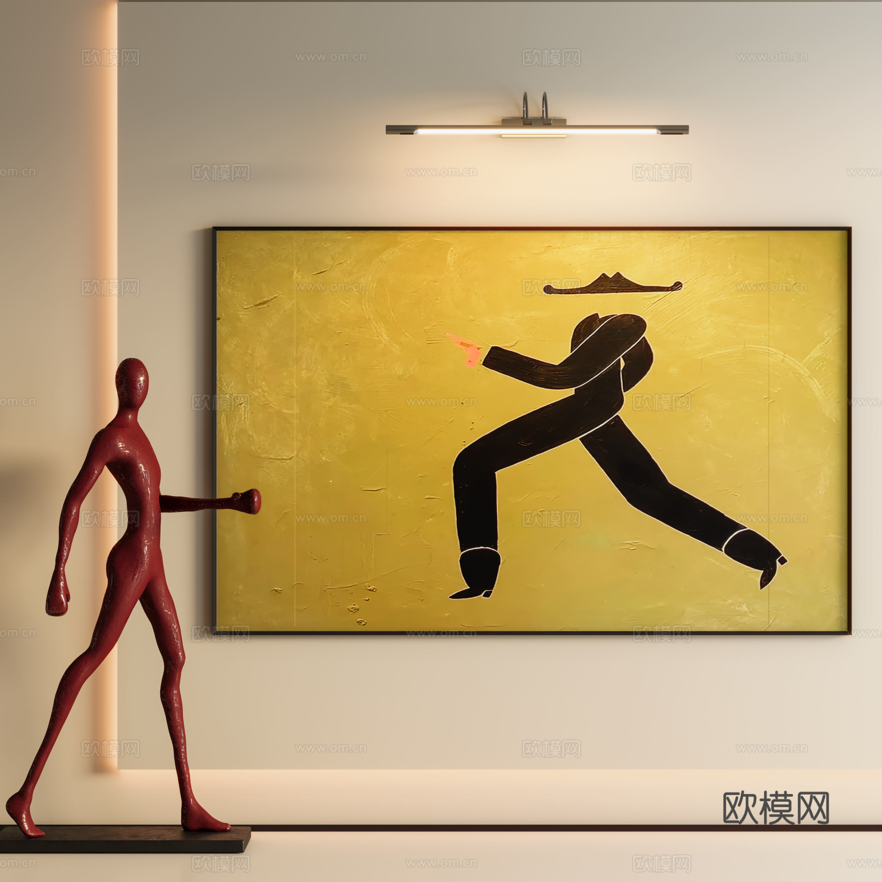 现代极简人物挂画su模型