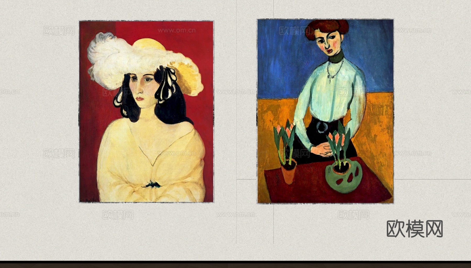 现代中古人物挂画su模型