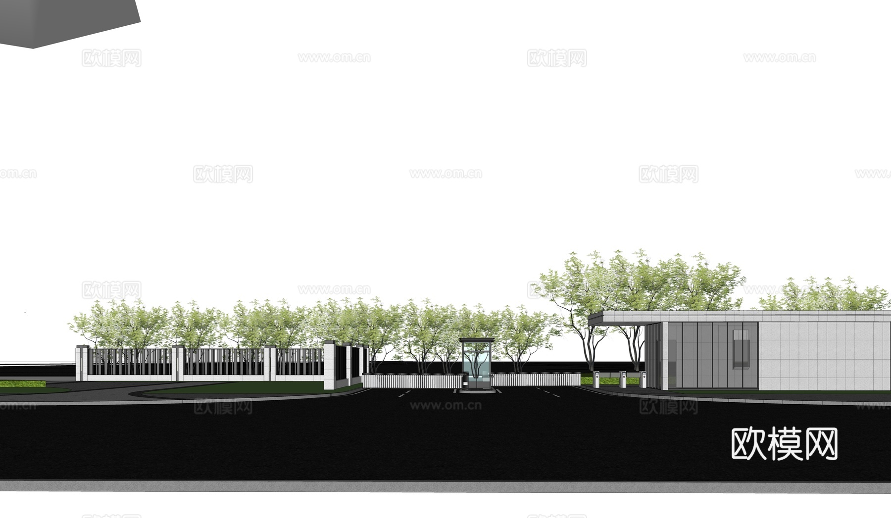 工厂大门门楼su模型