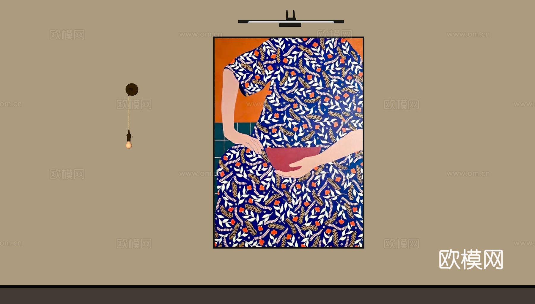 现代极简人物挂画su模型