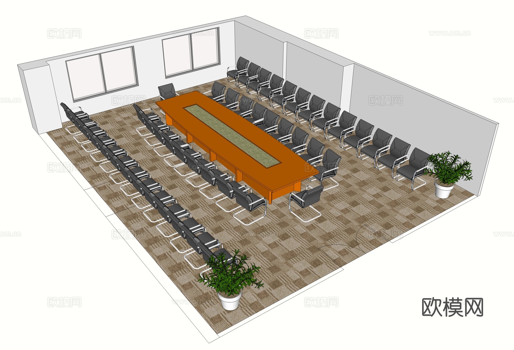 会议桌 办公家具 会议台 会议椅su模型
