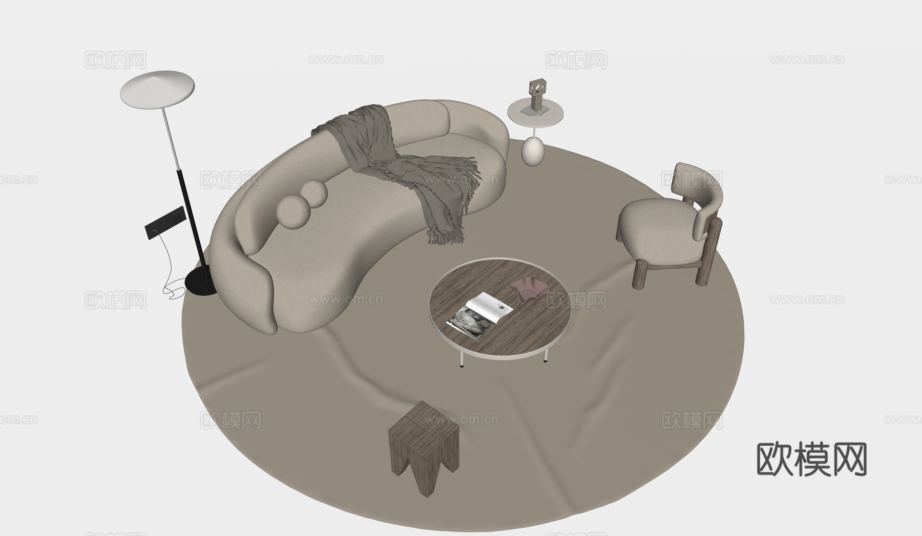 沙发茶几组合su模型