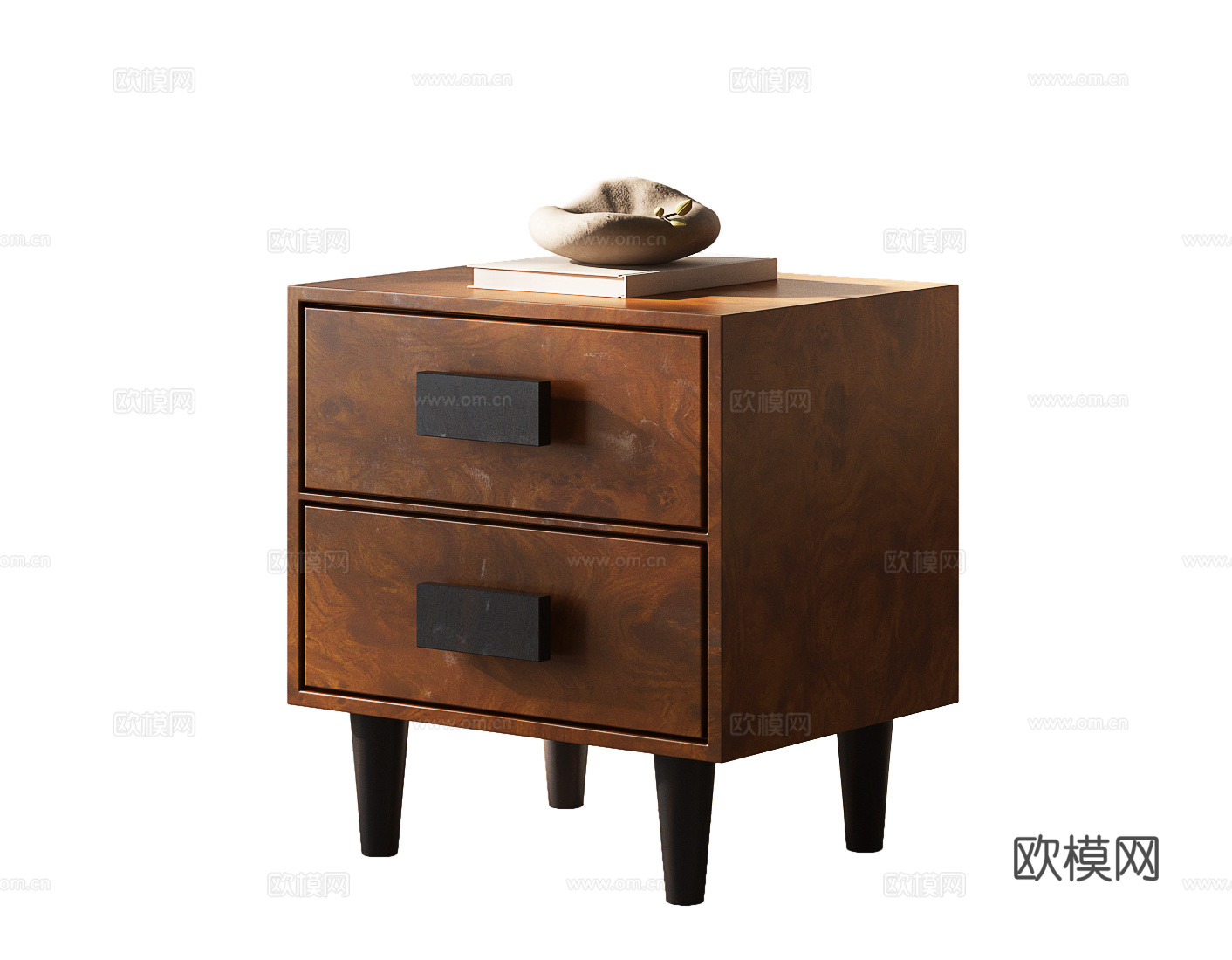 现代中古风床头柜 中古风床头柜 现代床头柜 复古风床头柜3d模型下载