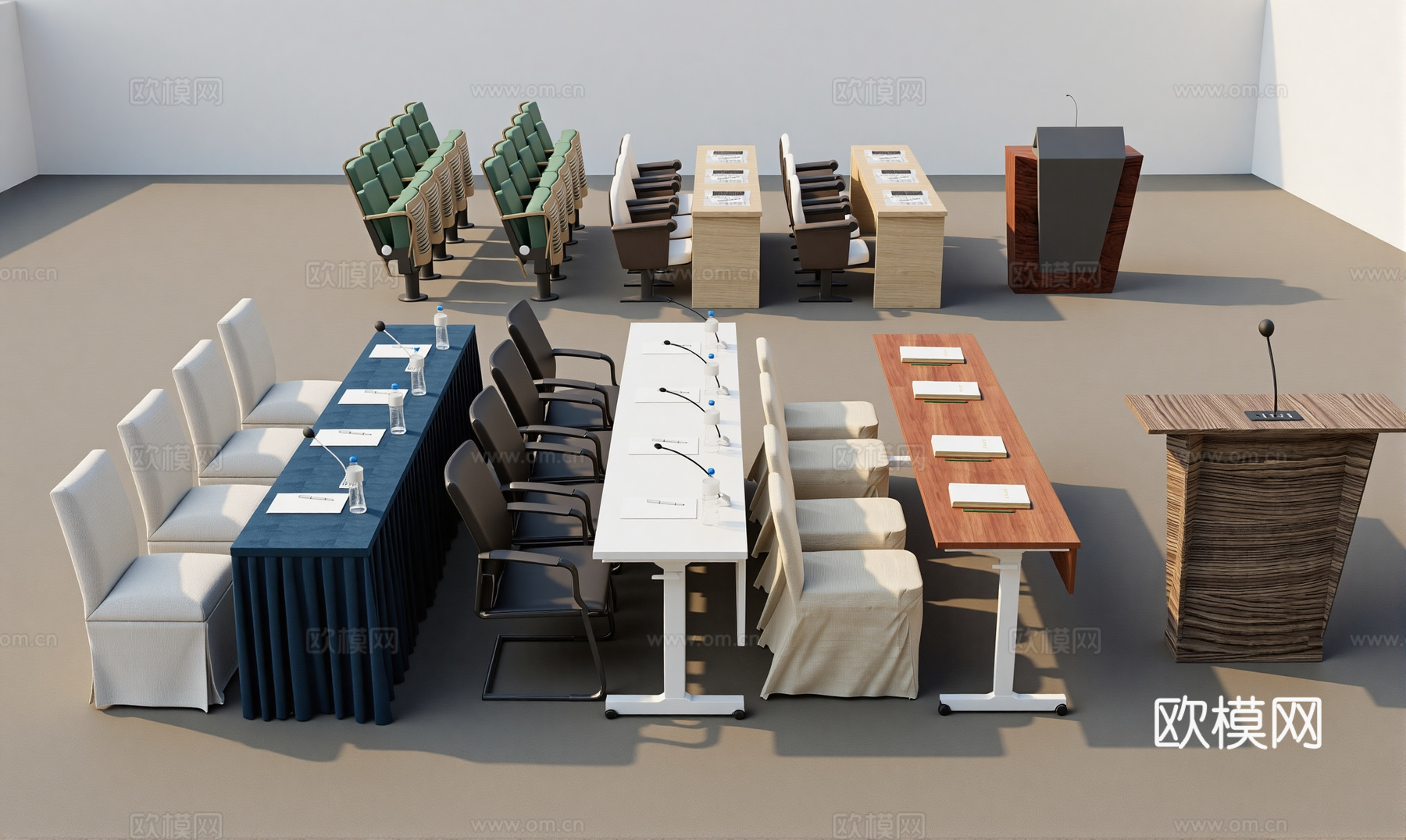 现代会议室桌椅su模型