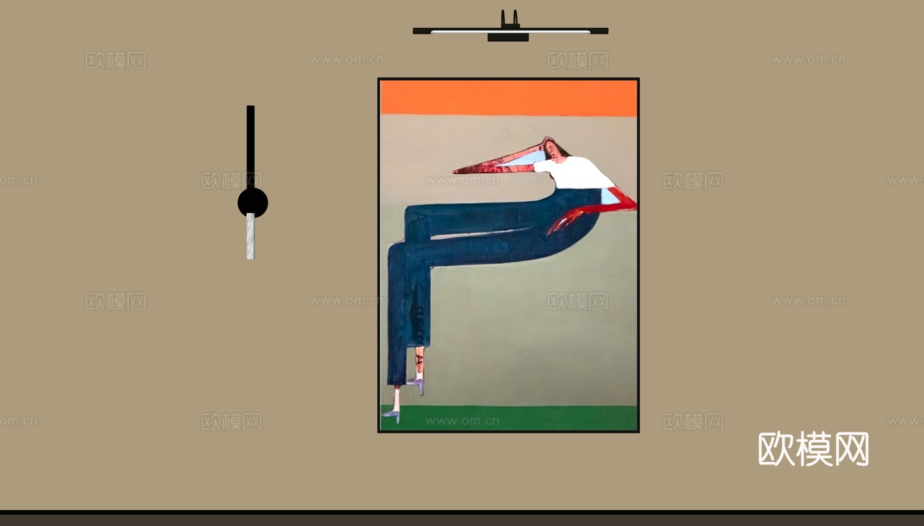 现代抽象人物挂画su模型