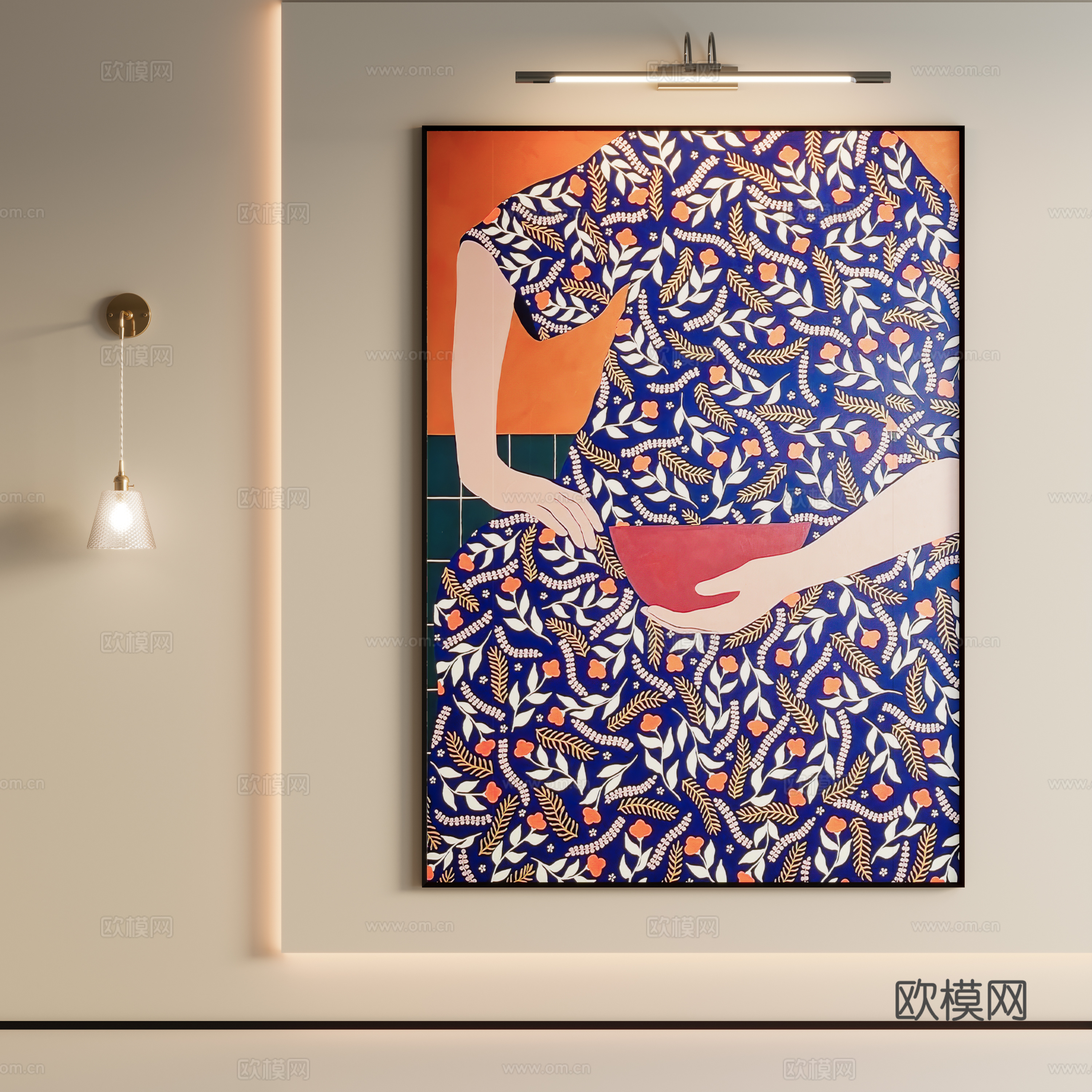 现代极简人物挂画su模型