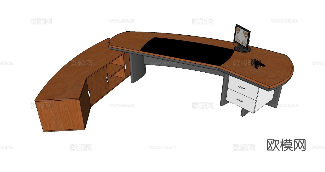 班台桌 办公桌 行政桌 办公家具su模型