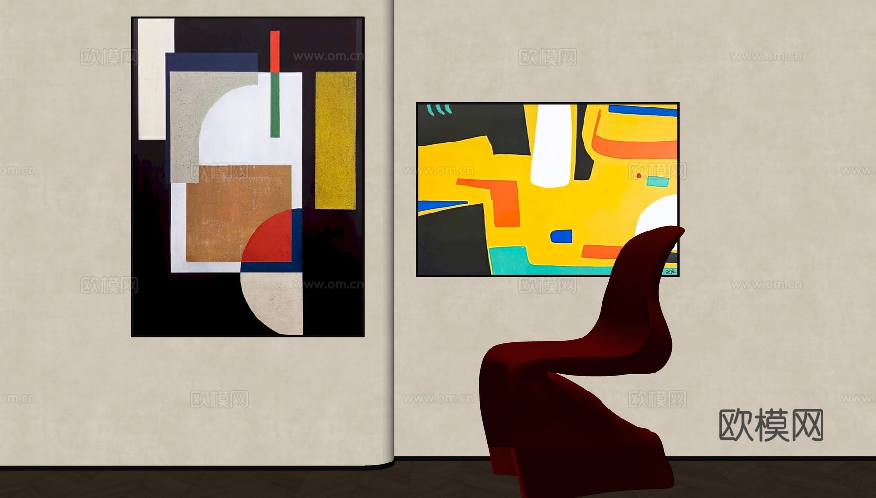 现代多巴胺装饰画su模型