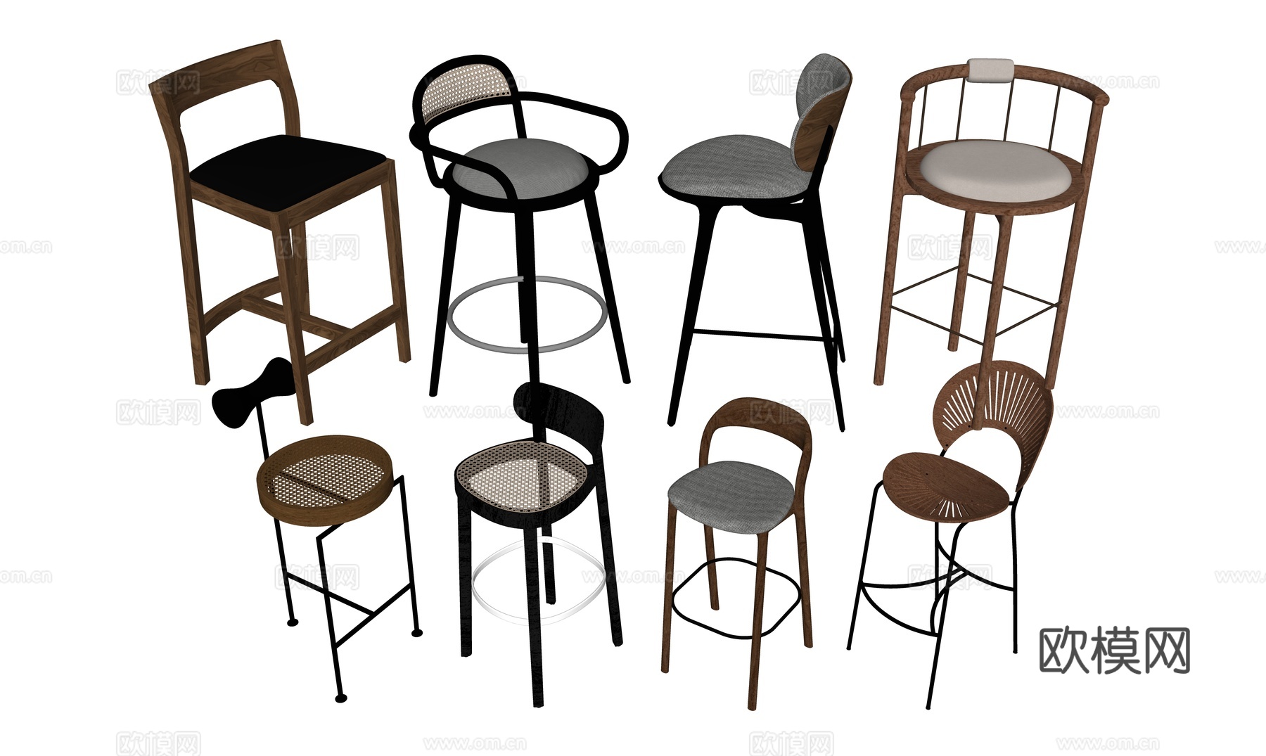 吧台椅集合su模型