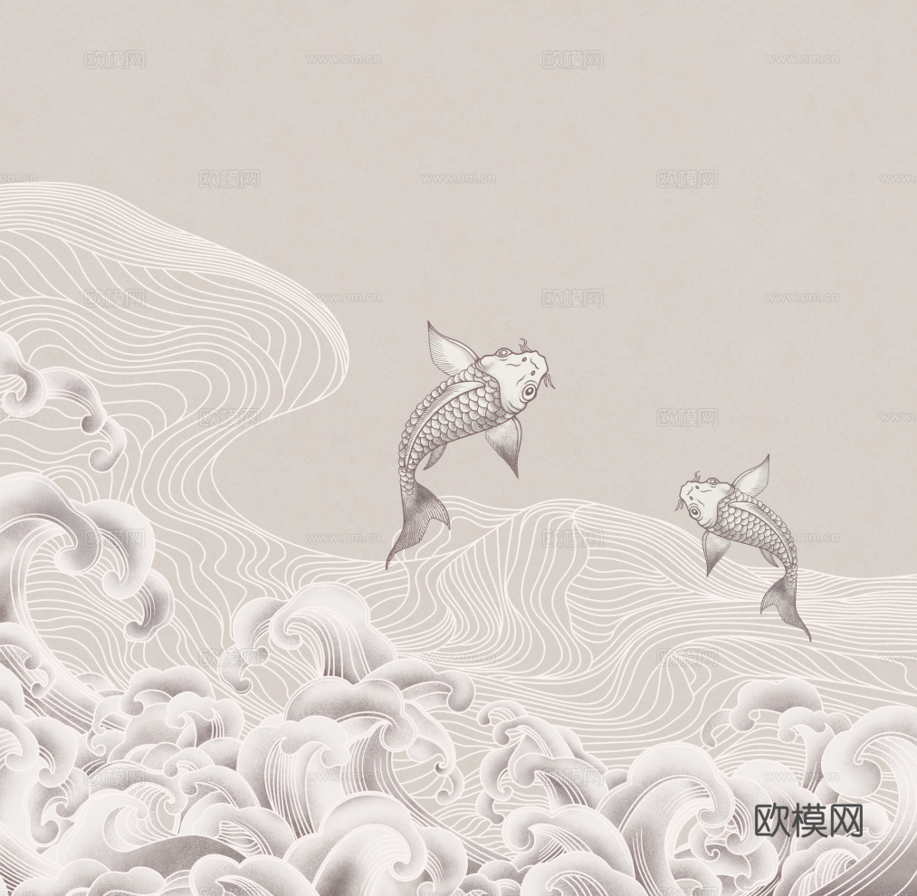 中式新中式高清壁纸壁画装饰画水墨画