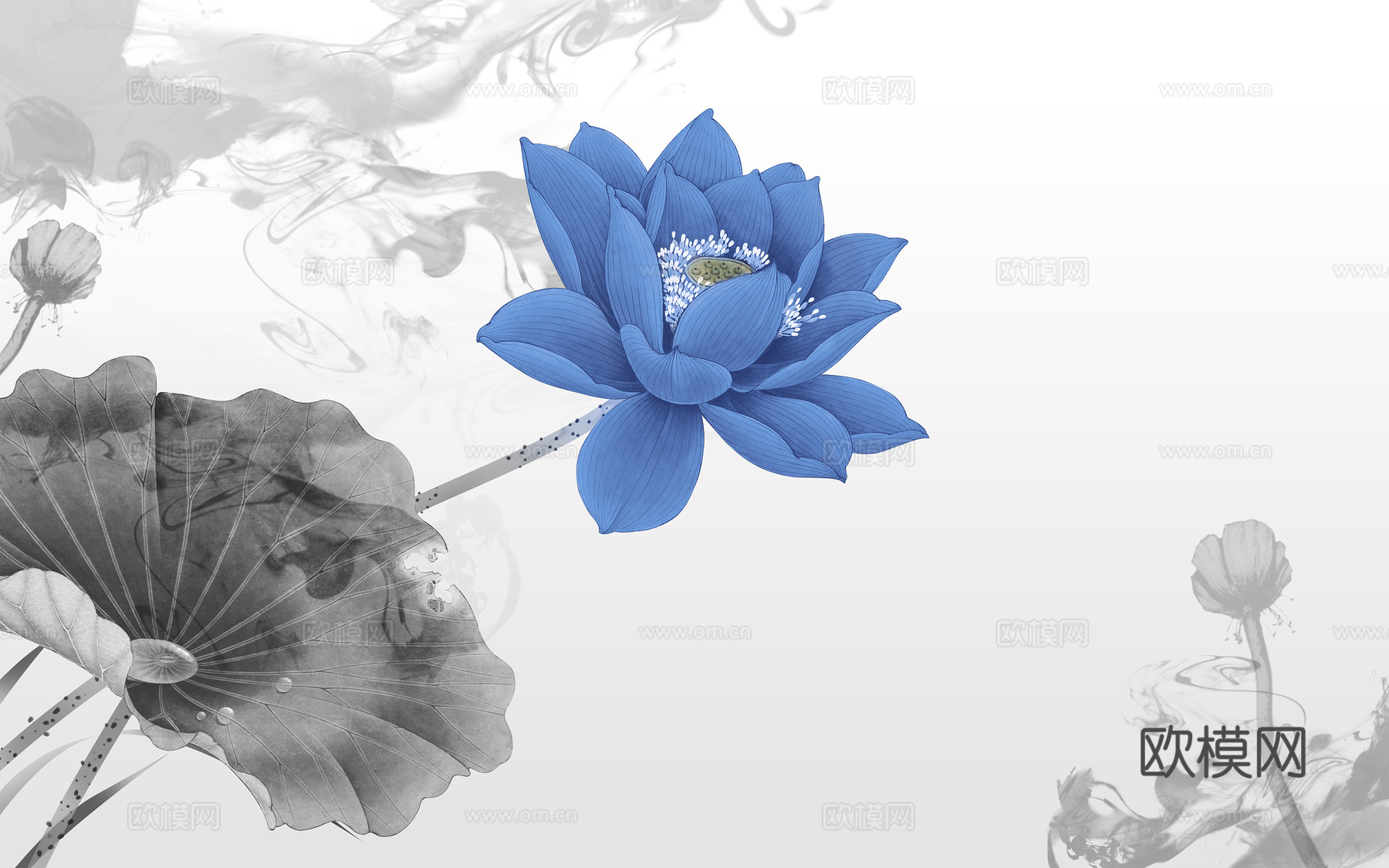 中式新中式花鸟植物壁纸壁画下载