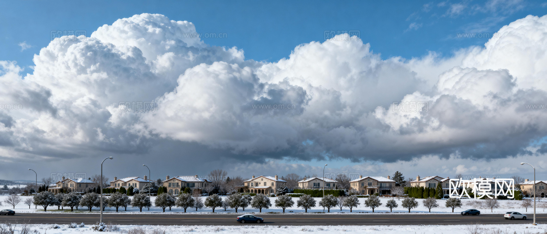 现代风格冬季外景贴图下载