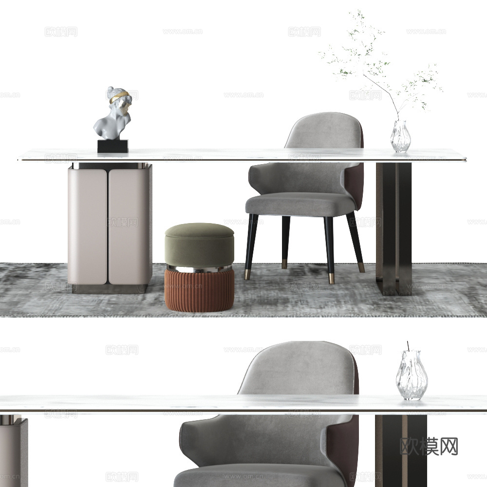 大板桌 现代书桌 办公桌 老板桌 工作桌 书桌3d模型下载