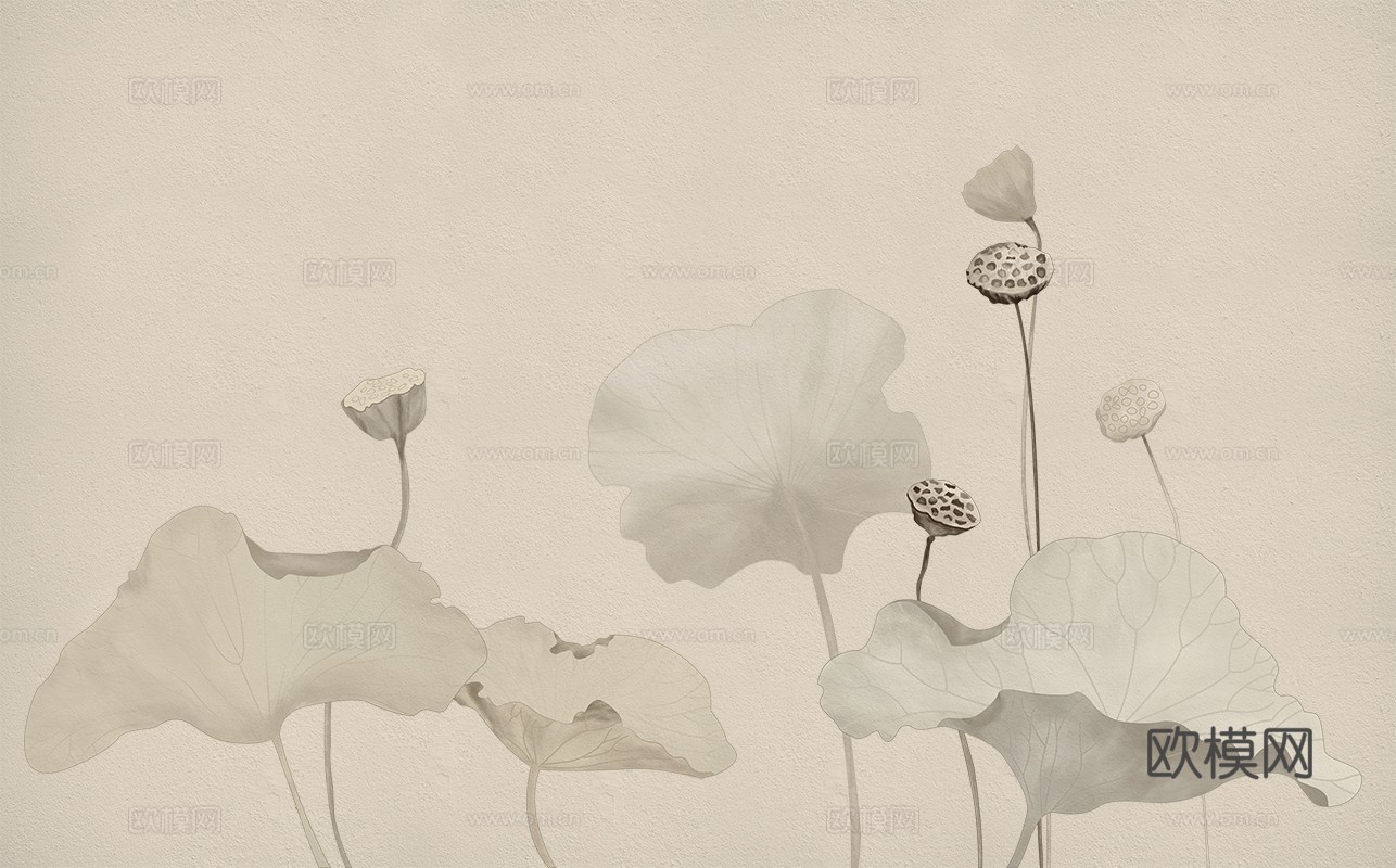 中式新中式花鸟植物壁纸壁画下载