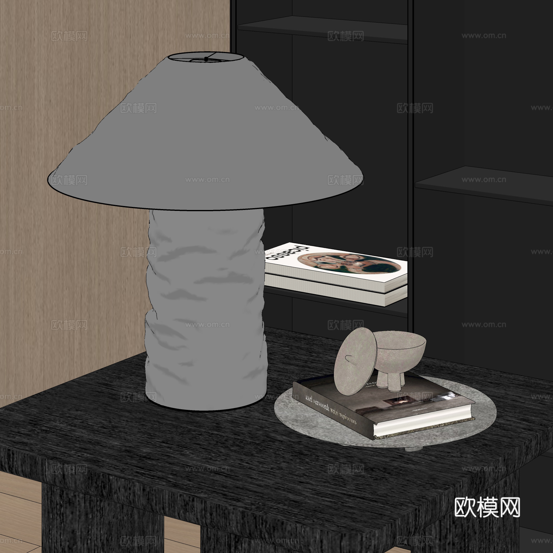 现代中古台灯 金属台灯 大台灯 学习台灯 儿童台灯su模型