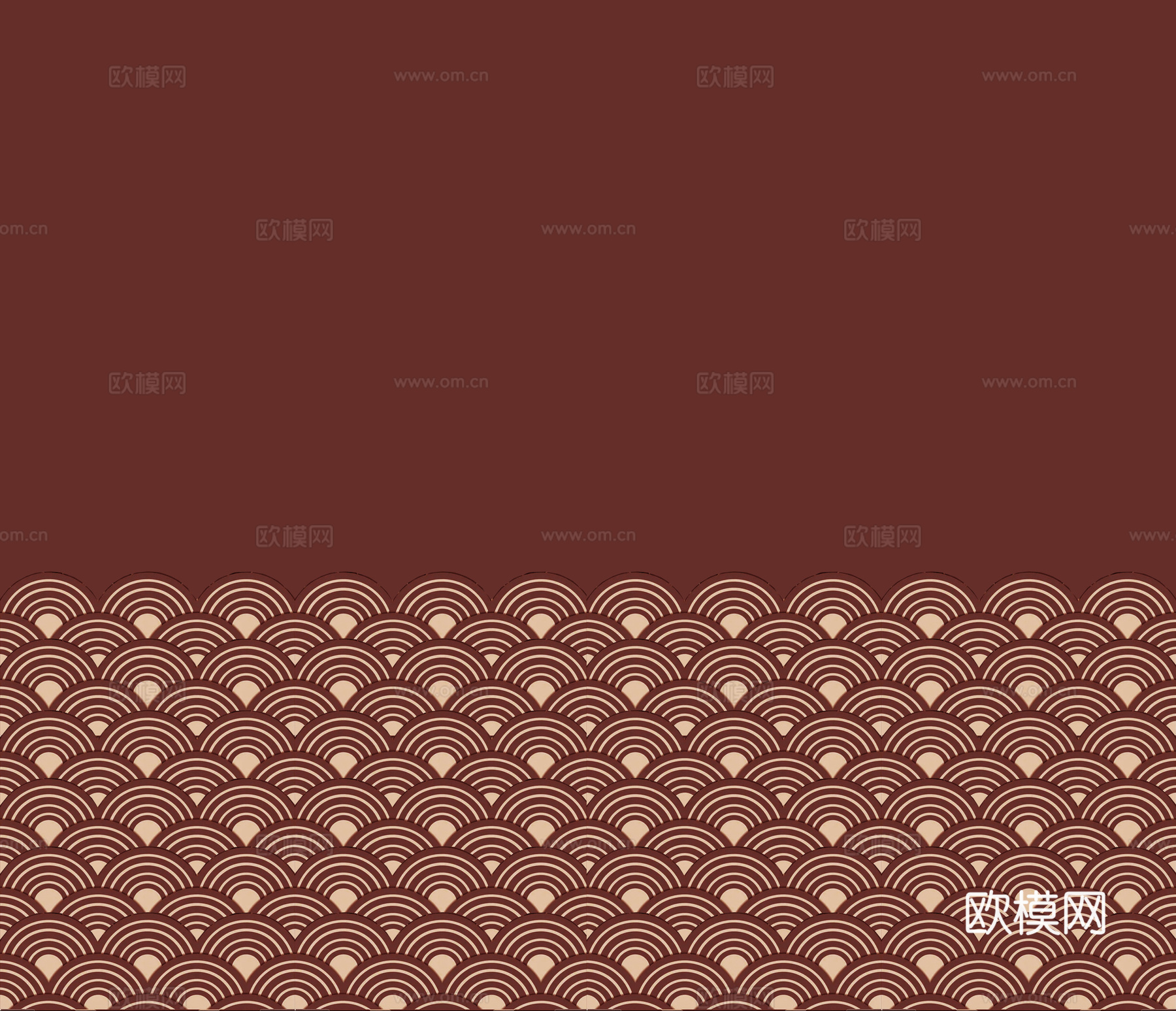 中式新中式红色水波纹海浪壁纸壁画