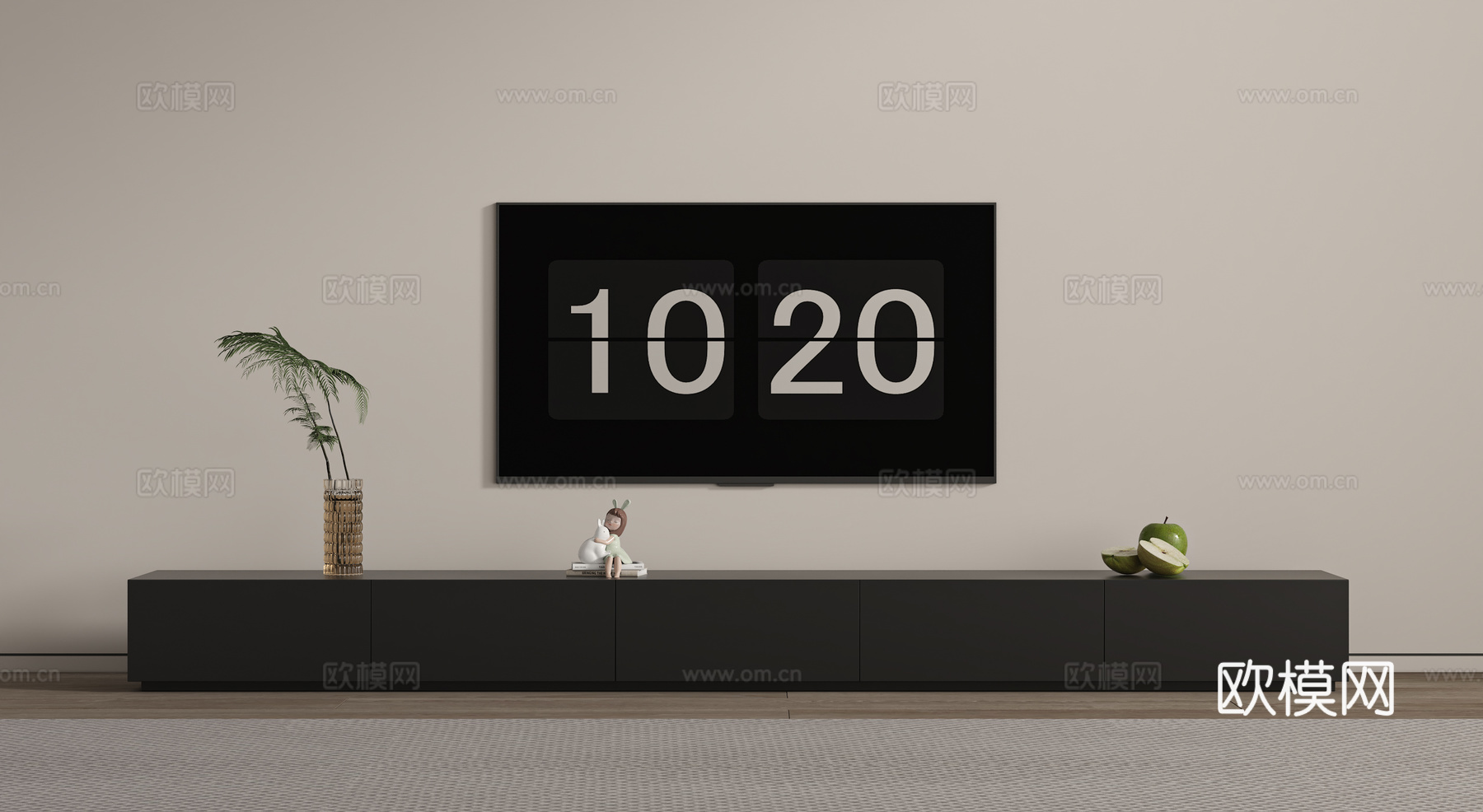 现代极简电视柜su模型