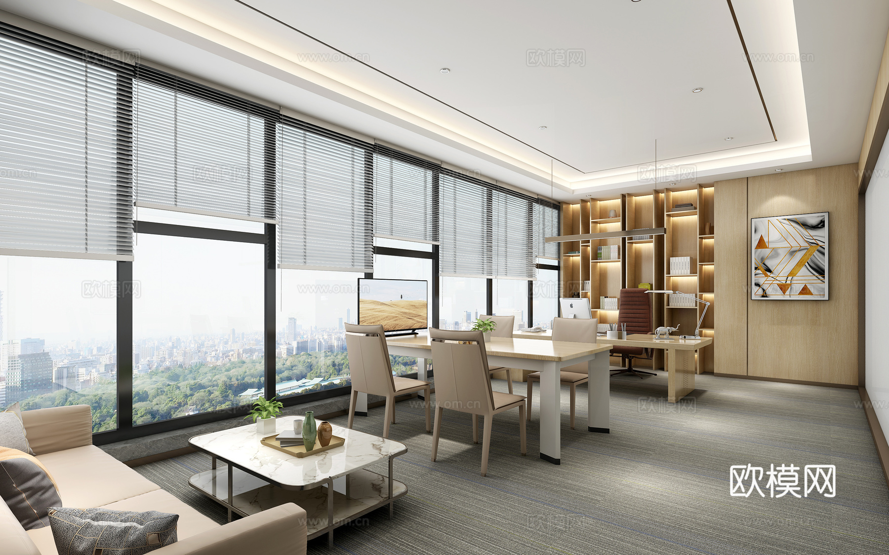 现代总经理办公室3d模型下载