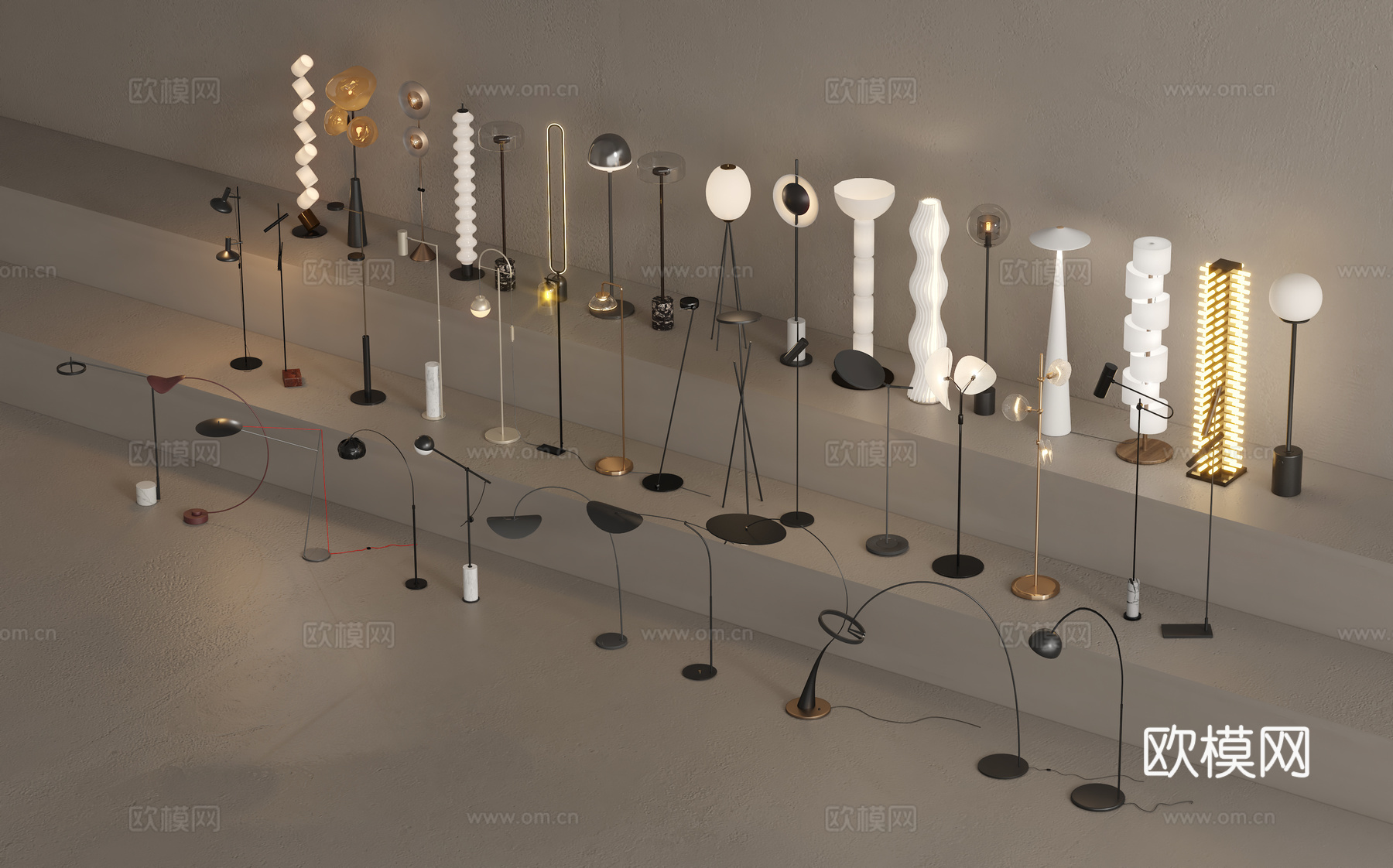 现代落地灯组合su模型