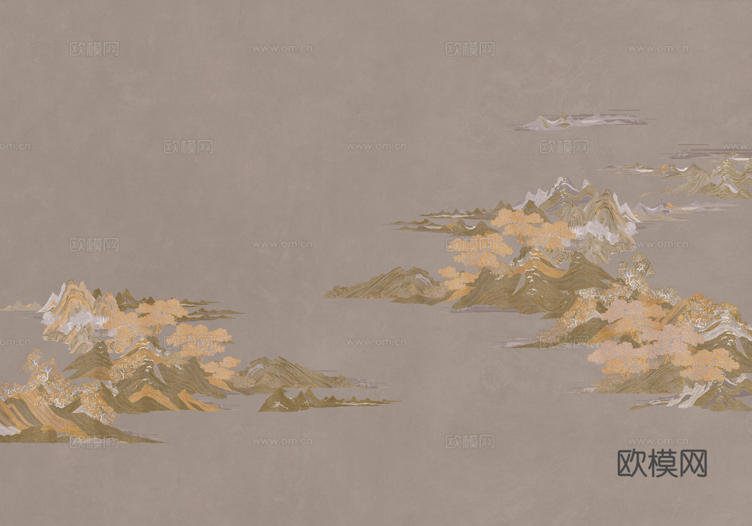 中式山水水墨画壁纸壁画装饰画