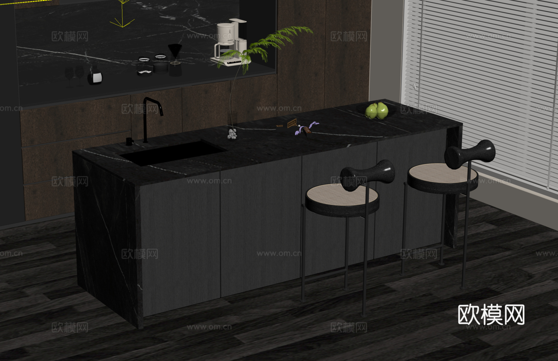 吧台中岛台su模型