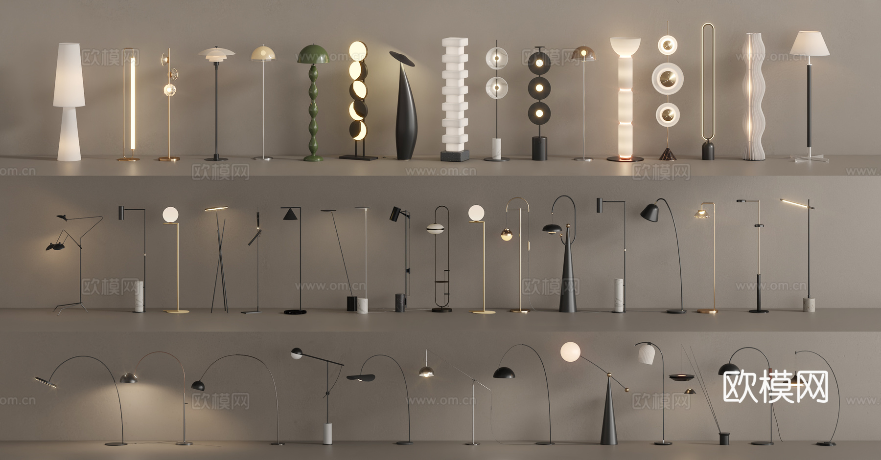 现代落地灯su模型