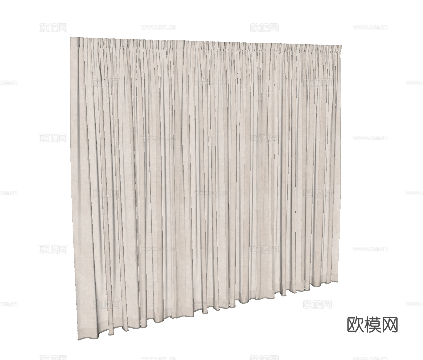 现代奶油风窗帘su模型