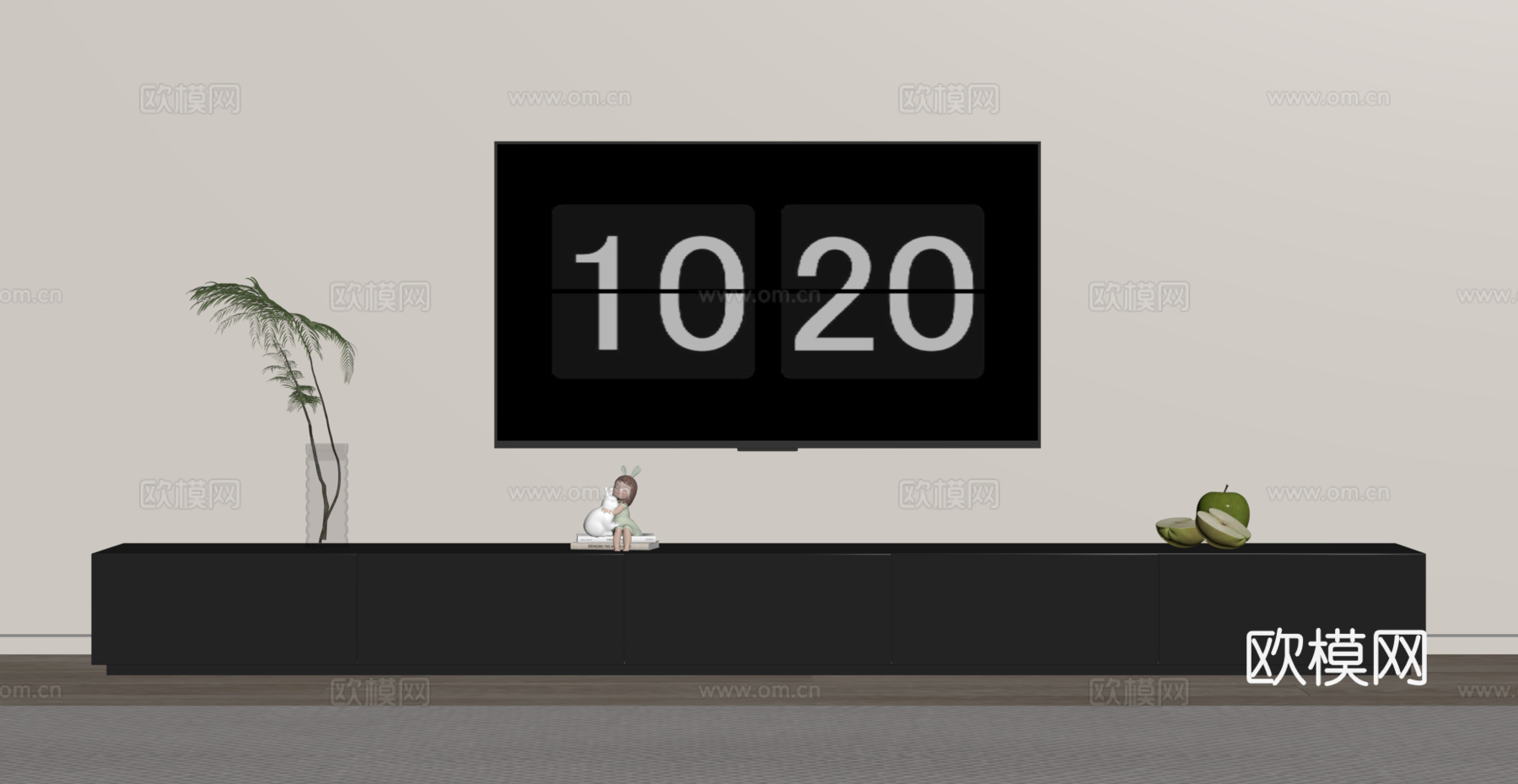 现代极简电视柜su模型