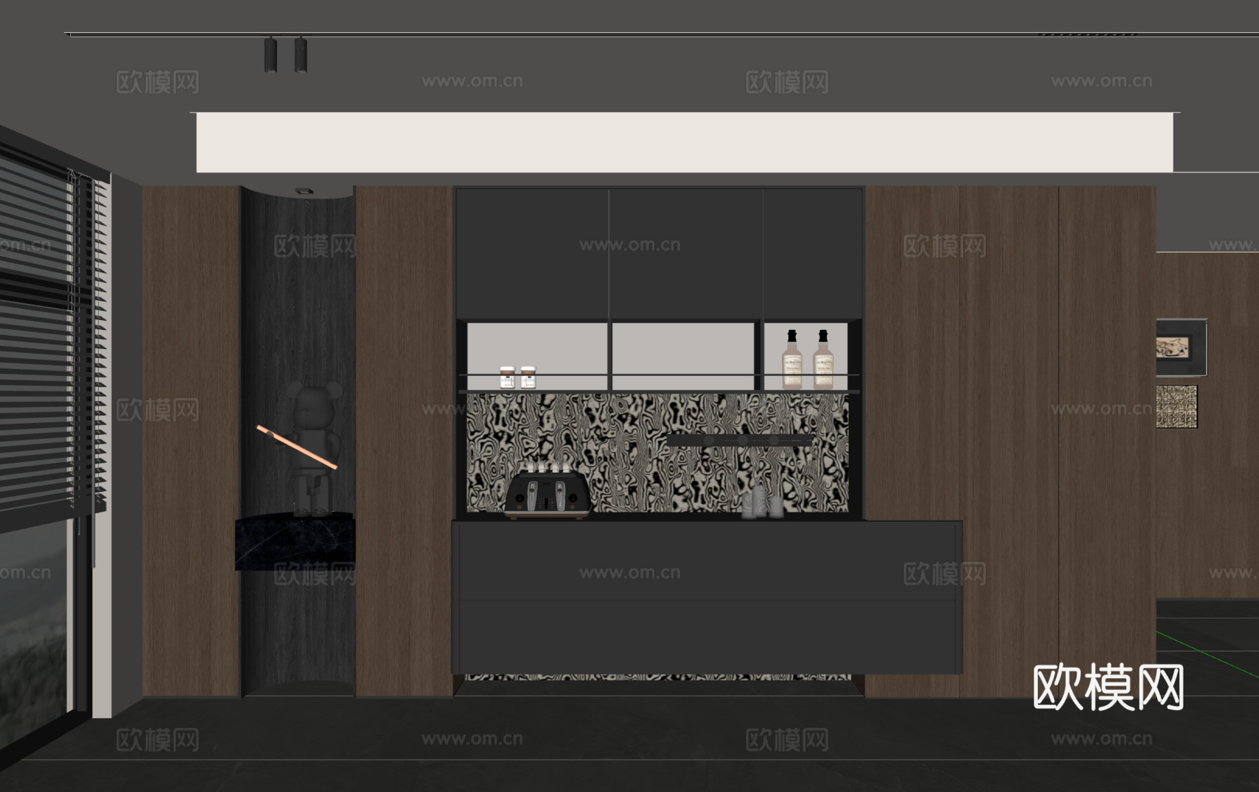 现代意式酒柜 餐边柜 装饰柜su模型