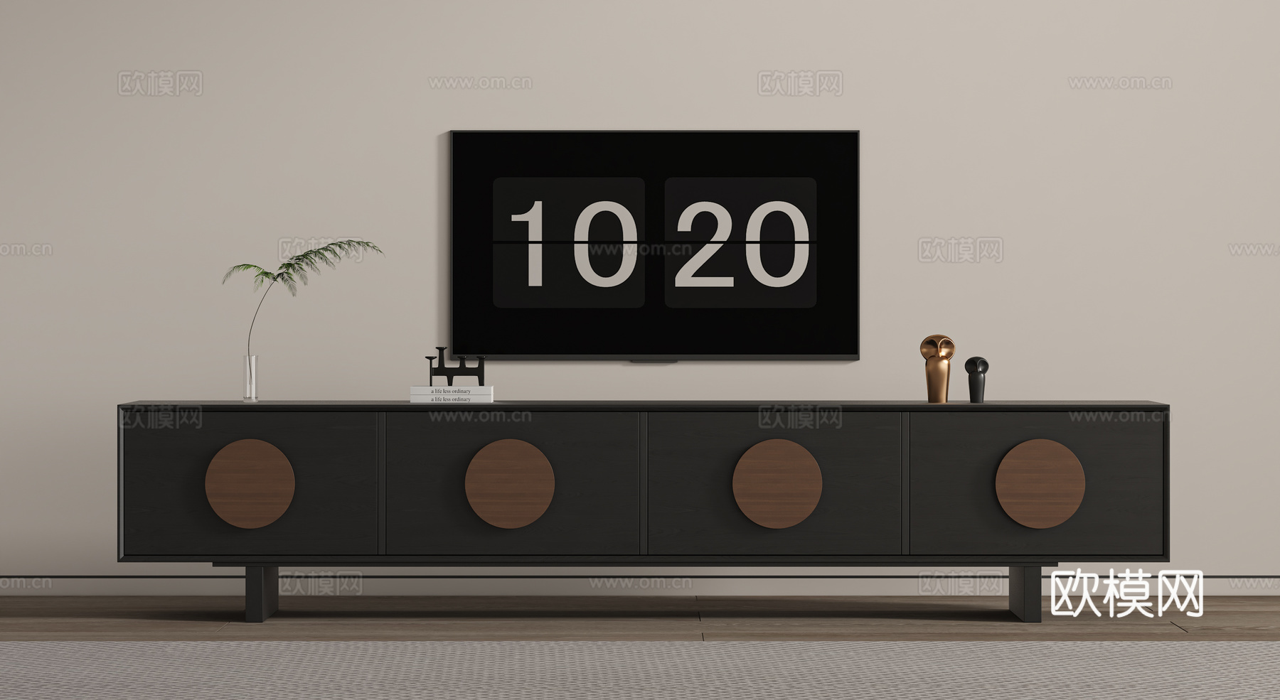 现代复古电视柜su模型