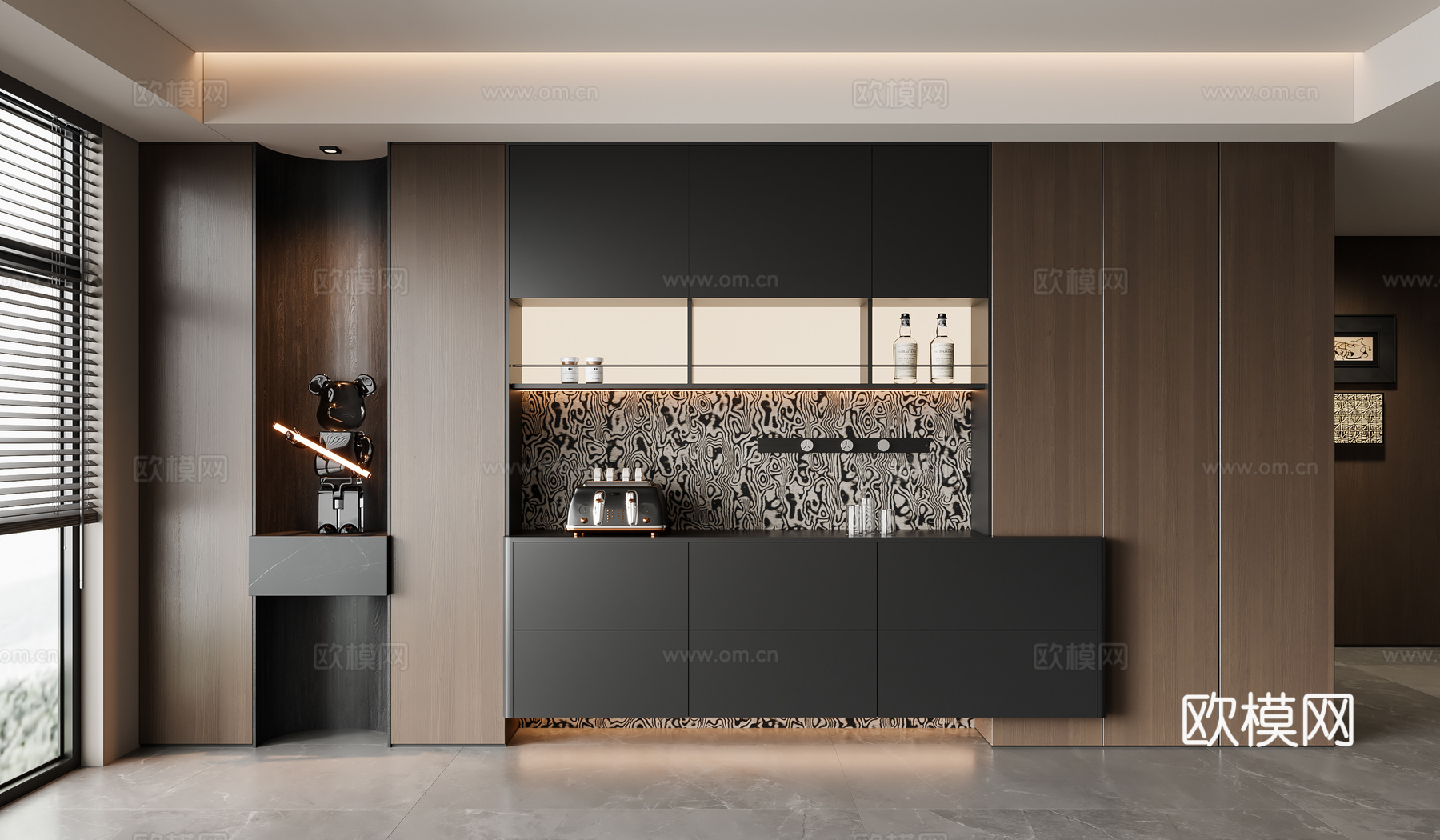 现代意式酒柜 餐边柜 装饰柜su模型