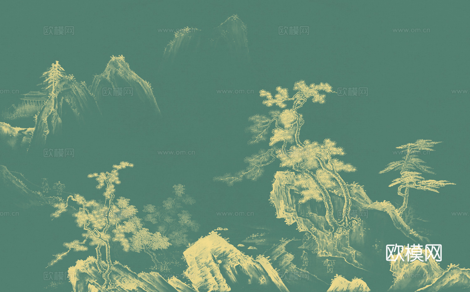 高清中式新中式山水画壁纸壁画装饰画下载