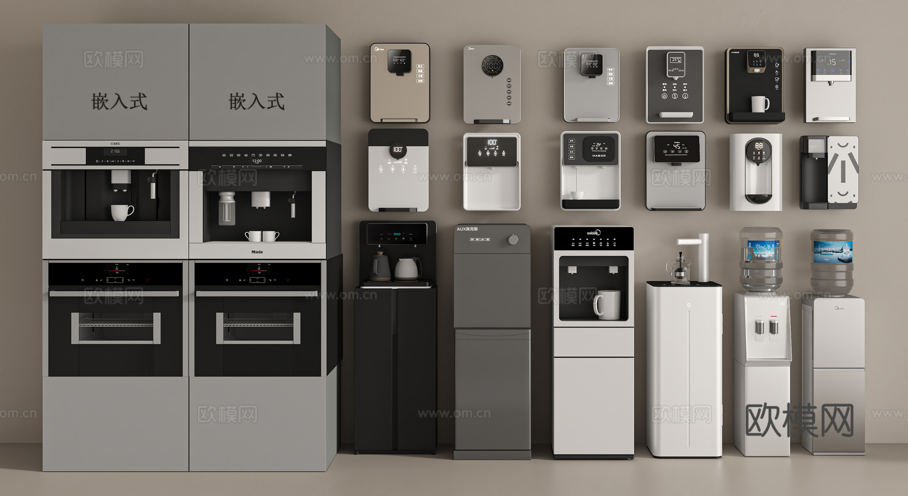 现代饮水机 茶吧机su模型