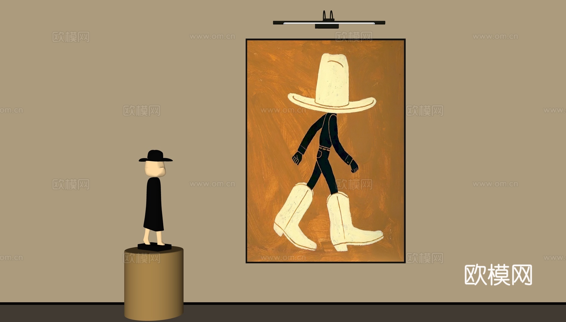 现代简约人物挂画su模型